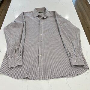 Vintage Holland & Holland Shirt Men's 17.5 Brown long sleeve 100% cotton EU